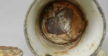La tasse qui a ete exposee pendant 70 ans au musee dauschwitz commence a se decomposer recemment revelant une cachette secrete a linterieur 1.jpg